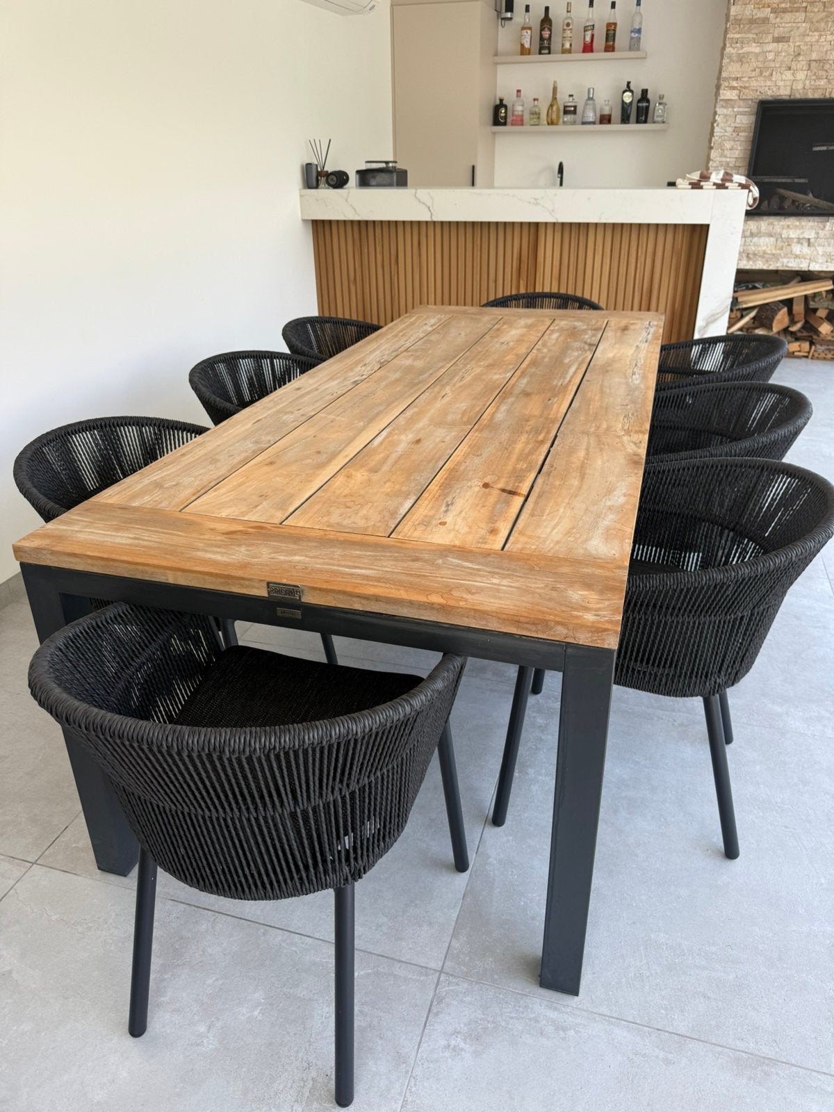 Tuintafel Bristol 2m40 x 1m voor 8 personen, Tuin en Terras, Ophalen, Gebruikt, Rechthoekig, Hout