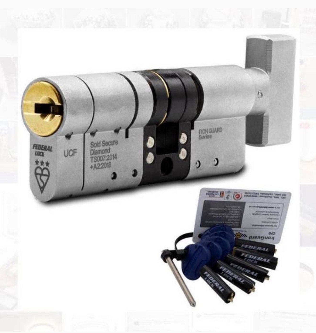 Serrure porte à bouton Eurocylinder Federal 3* TS007, 5 clés, Bricolage & Construction, Enlèvement ou Envoi, Neuf, Clé