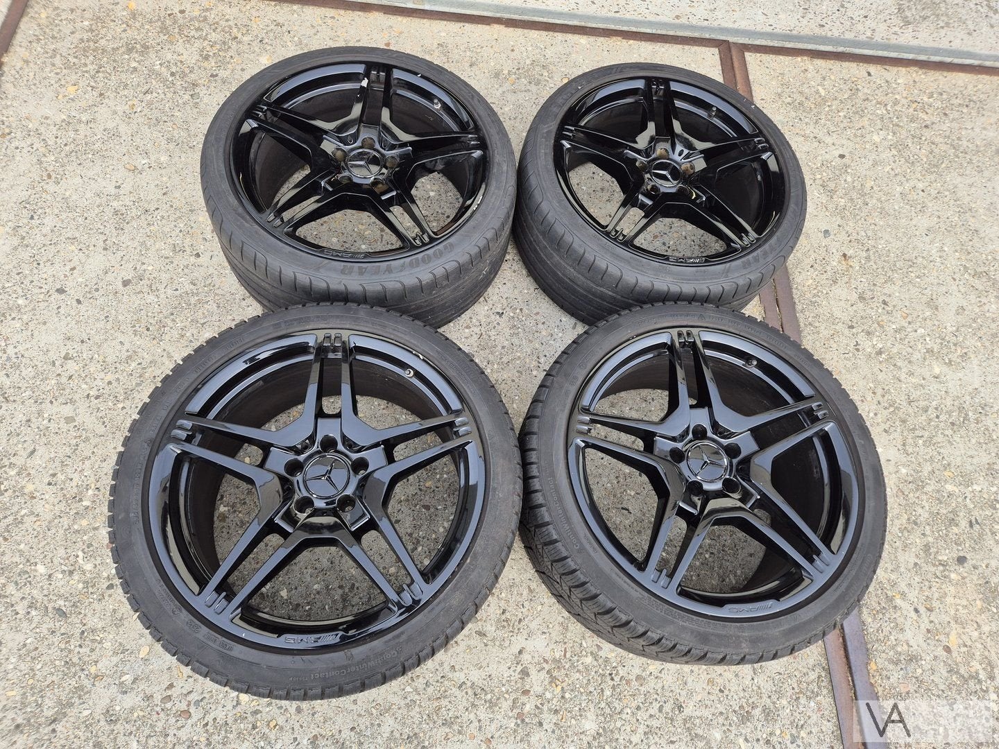 Mercedes CLS amg velgenset BREEDSET 19 inch C CL E S ML GLK, Gebruikt, -, -, Banden en Velgen