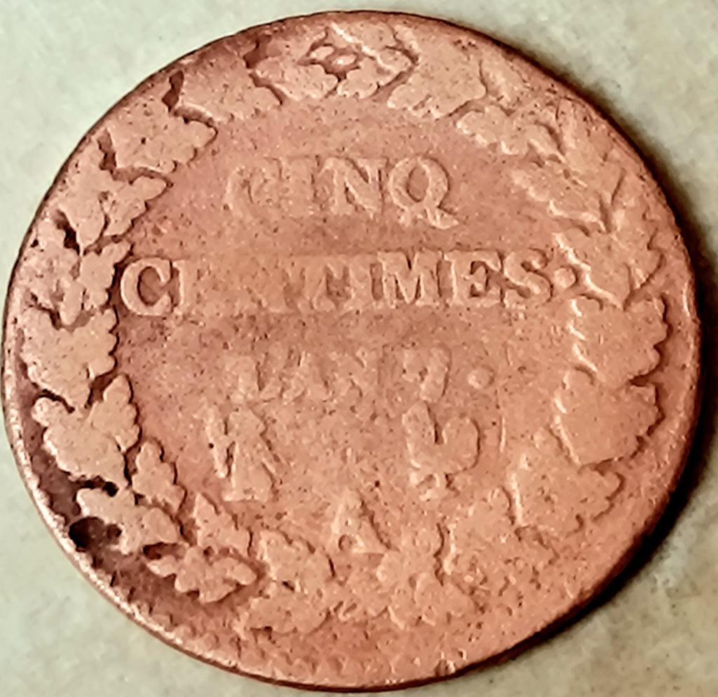 munt Frankrijk 5 centimes L'an 7 A, Ophalen of Verzenden, Frankrijk