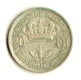 RARE! Pièce de monnaie / Belgique / 20 Francs / 1934 / Pos B, Enlèvement ou Envoi, Monnaie en vrac, Argent, Argent