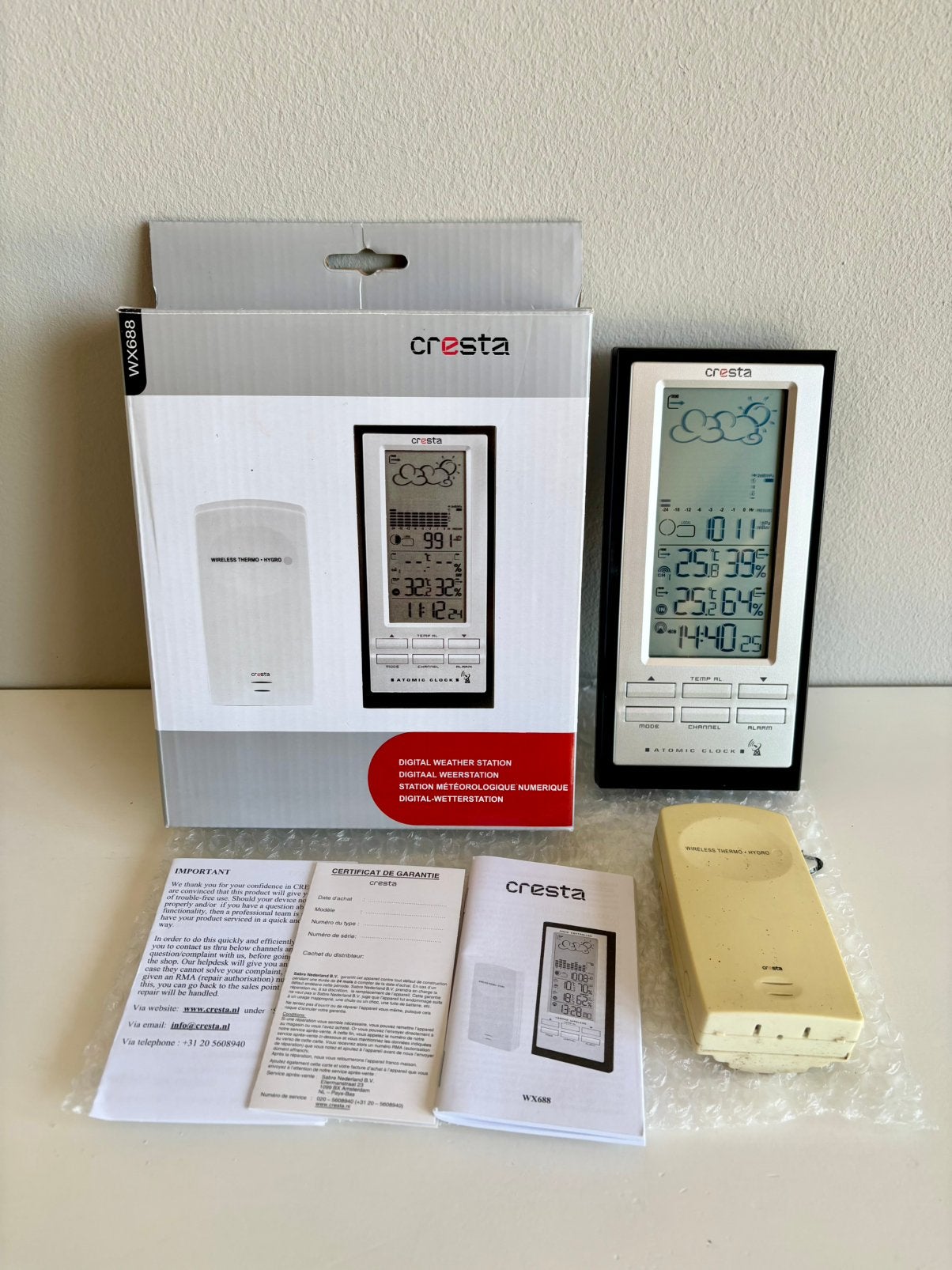 Cresta digitaal weerstation WX688 draadloos, Audio, Tv en Foto, Weerstations en Barometers, Ophalen of Verzenden, Zo goed als nieuw