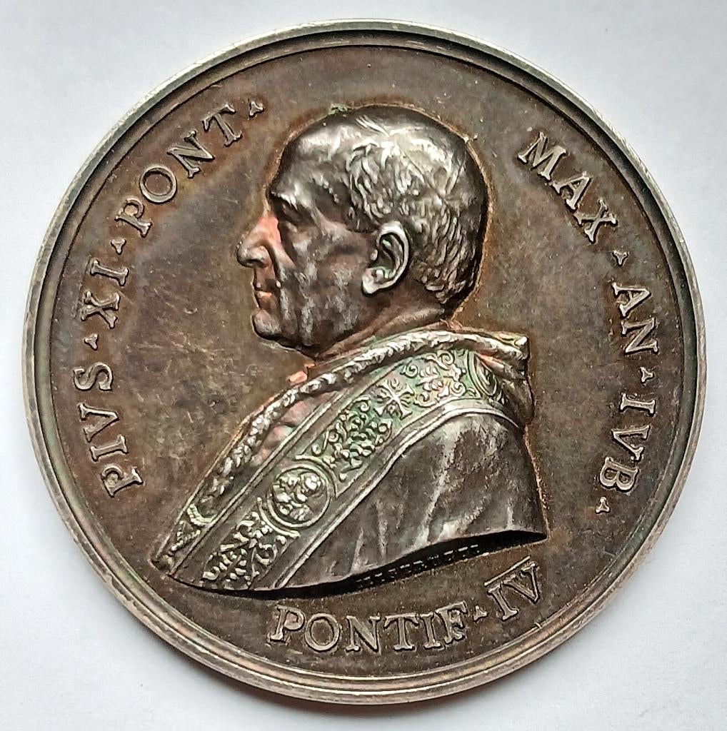 zilveren medaille PIUS XI an IV (1925) - nieuwe heiligen, Ophalen of Verzenden, Zilver