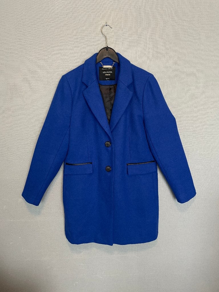 Felblauwe gevoerde halflange jas van Lola & Liza (M), Maat 38/40 (M), Ophalen of Verzenden, Zo goed als nieuw, Blauw