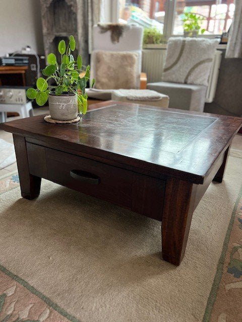 vierkante woonkamertafel, Huis en Inrichting, Ophalen, Gebruikt, 50 tot 100 cm, Vierkant