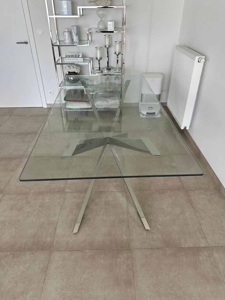 Moderne glazen eettafel, Enlèvement, Comme neuf