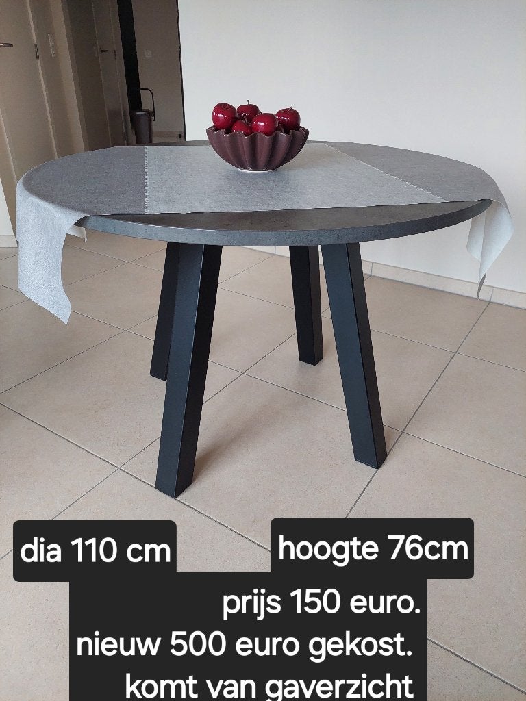 Ronde eettafel, Ophalen, Rond, Zo goed als nieuw, Vier personen