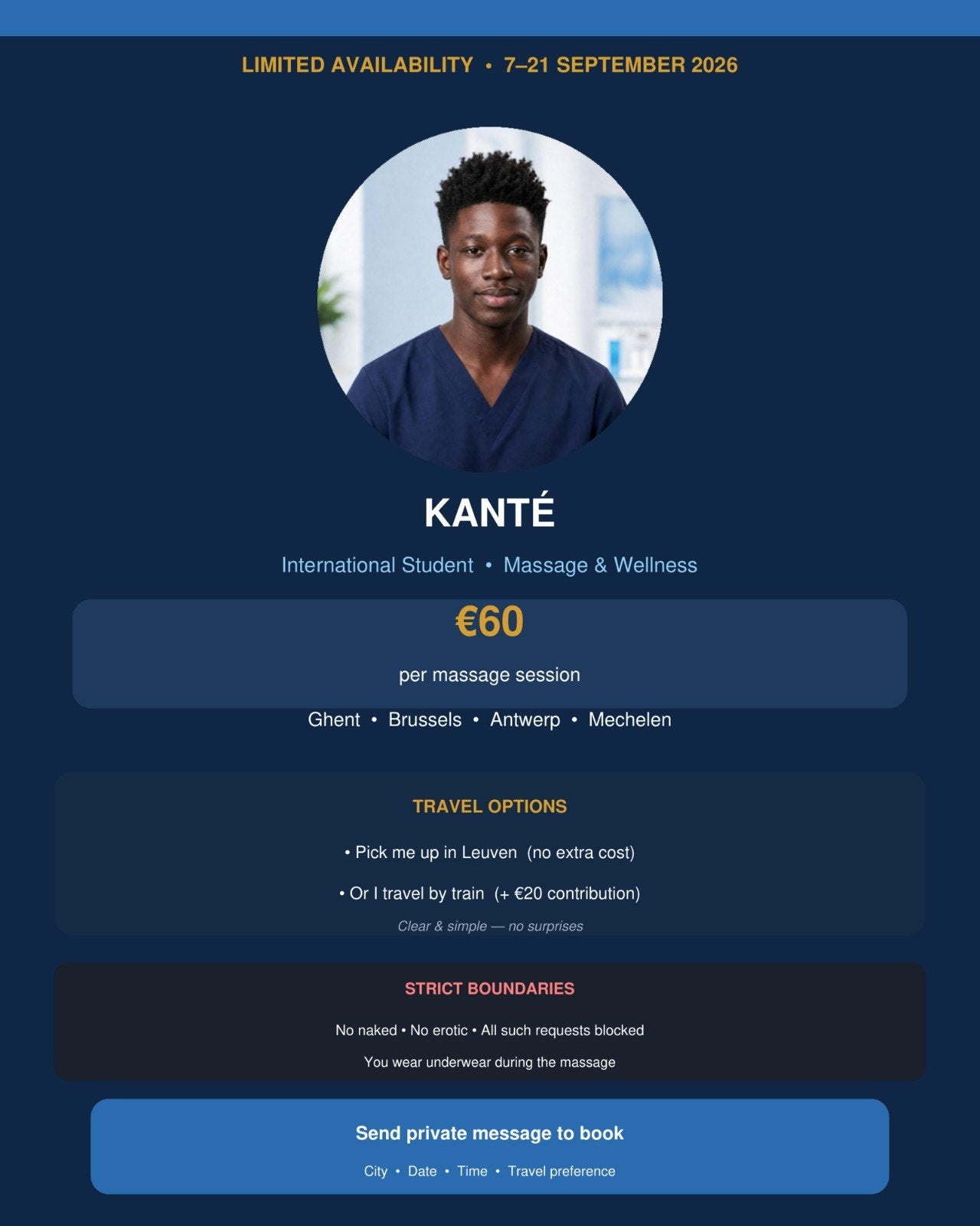 International student €60 Massage Ghent, Brussels, Antwerp