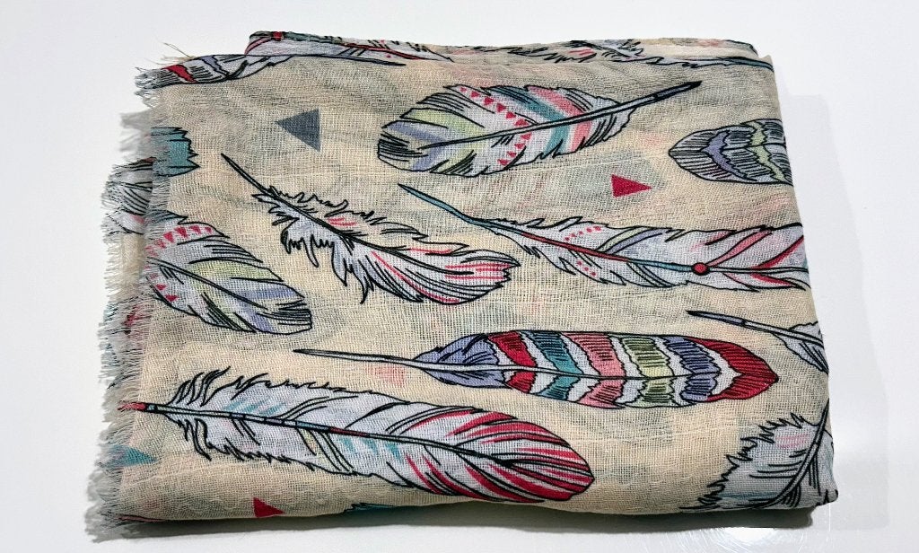 Beige foulard met veren, Enlèvement ou Envoi, Neuf, Écharpe