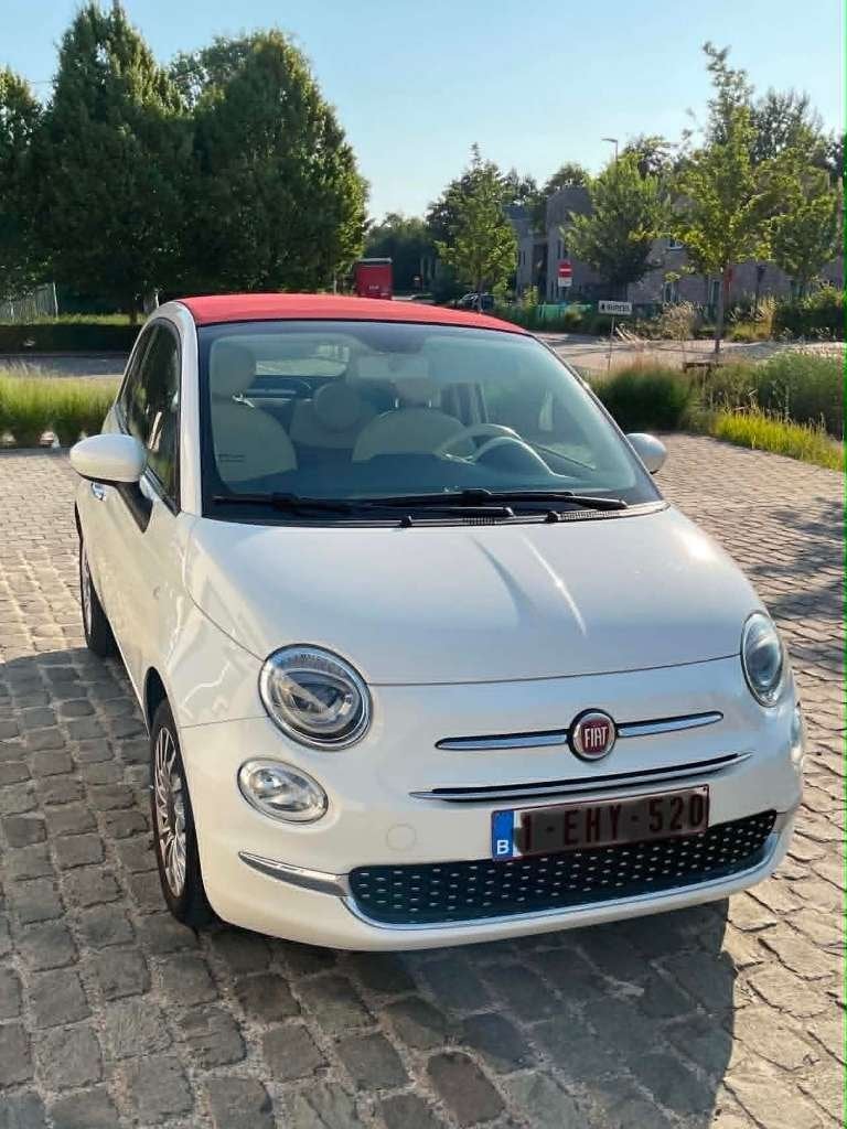 Fiat 500 wit met rood dak, Auto's, Stof, Cabriolet, Wit, Overige kleuren