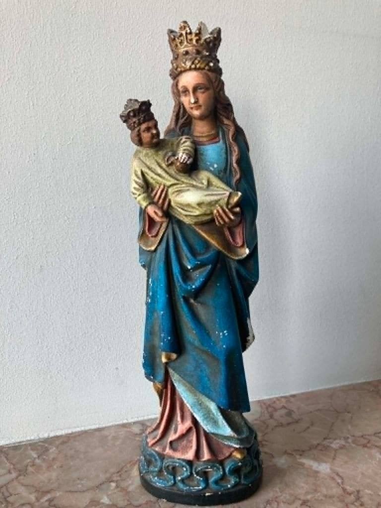 Oud beeld Maria met Kind (34 cm), Ophalen of Verzenden