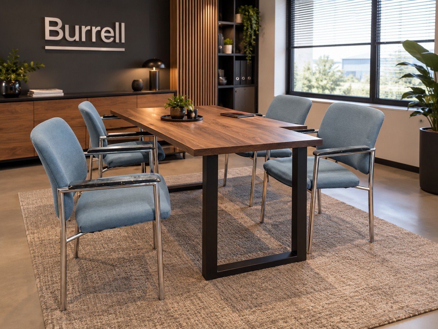 4 vintage bureau stoelen, Enlèvement, Utilisé, Bleu, Chaise de bureau