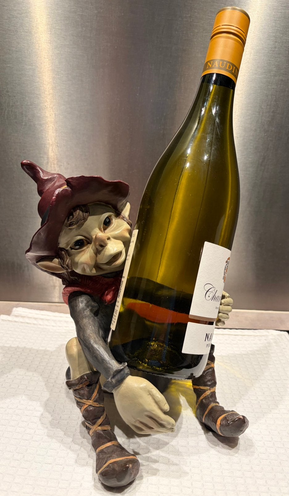 Porte-bouteille de vin Pixie/Witch Troll unique, Maison & Meubles, Enlèvement ou Envoi, Moins de 5 bouteilles, Comme neuf, Autres matériaux
