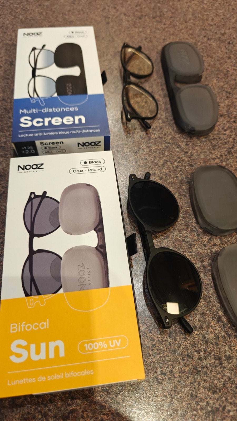 4  paires de lunettes Nooz multi distances, Handtassen en Accessoires, Ophalen of Verzenden, Gebruikt, Leesbril, Overige merken