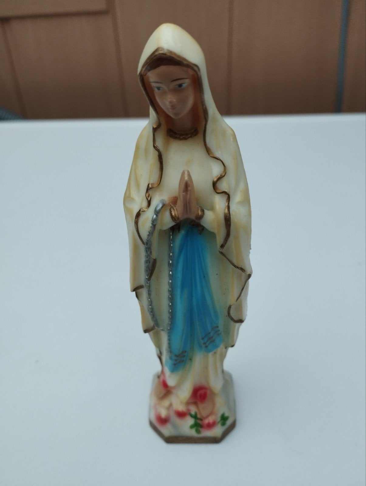 Een heilig Maria beeldje kleur wit en licht blauw, Verzamelen, Ophalen
