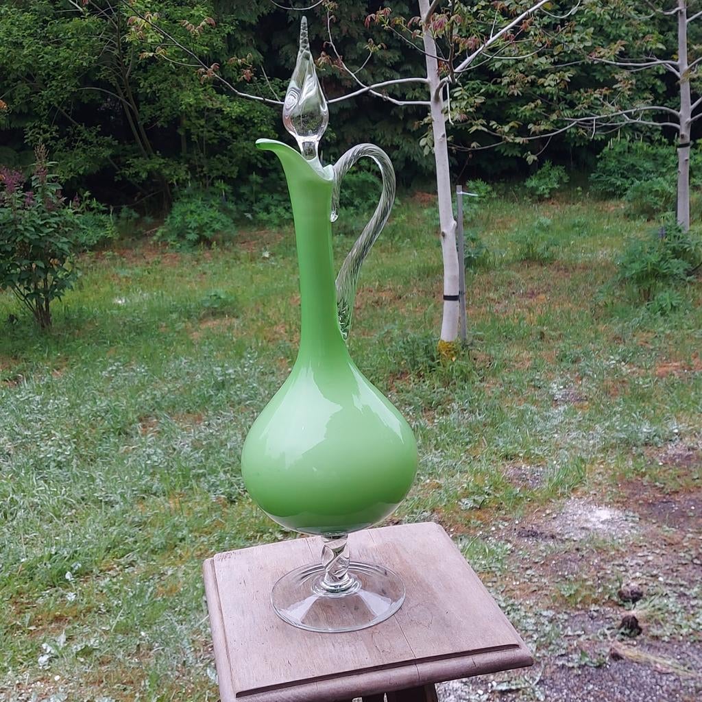 Cruche en verre Empoli/vase/italie/vert pomme, Enlèvement ou Envoi