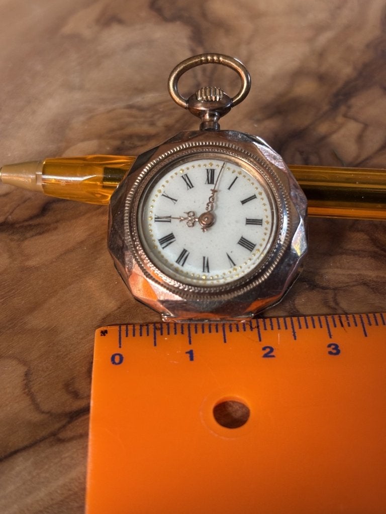 Jolie montre sautoir sans marque 9 carats cadran porceleine, Autres marques, Or, Enlèvement, Utilisé