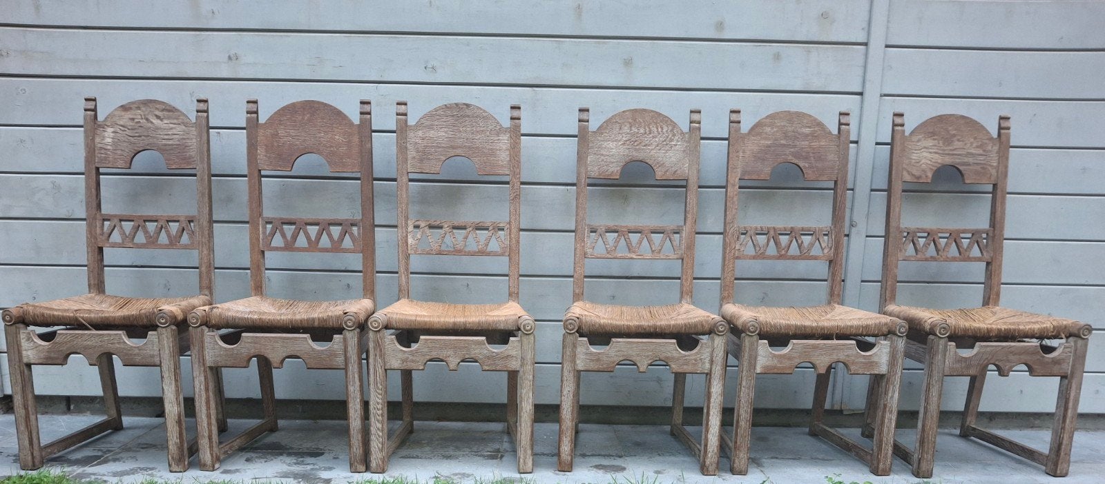 set v 6 rustieke eiken stoelen, Enlèvement