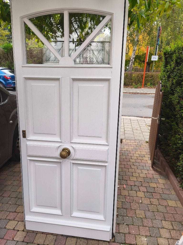 Porte d'entrée en meranti peint en blanc, Bricolage & Construction, 75 à 150 cm, Enlèvement, Utilisé, Vitre comprise