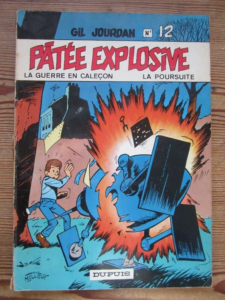Gil Jourdan n12 Pâtée explosive Tillieux 1971 Dupuis, Eén stripboek, Ophalen of Verzenden, M. Tillieux, Gelezen