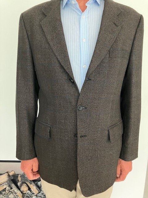 Blazer - Bruin met lichte ruiten - maat XXL, Ophalen, Gedragen, Maat 56/58 (XL), Bruin