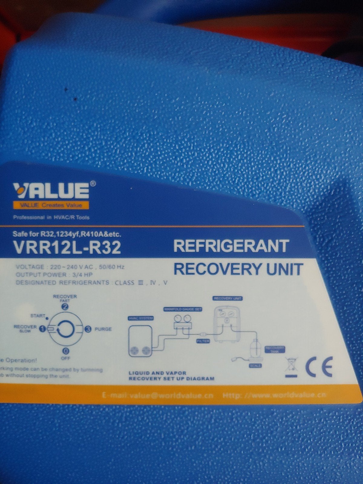 Value VRR12L-R32 Refrigerant Recovery Unit, Enlèvement