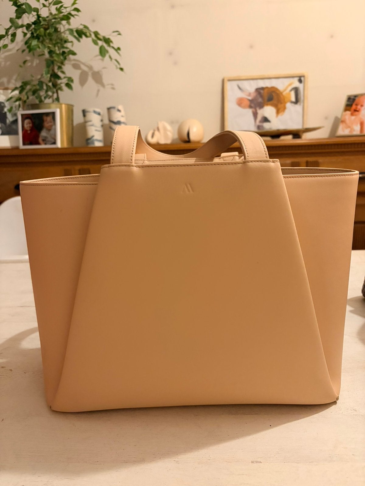 Kaai Pyramid; unieke kleur beige-perzik, Ophalen, Zo goed als nieuw, Beige, Handtas