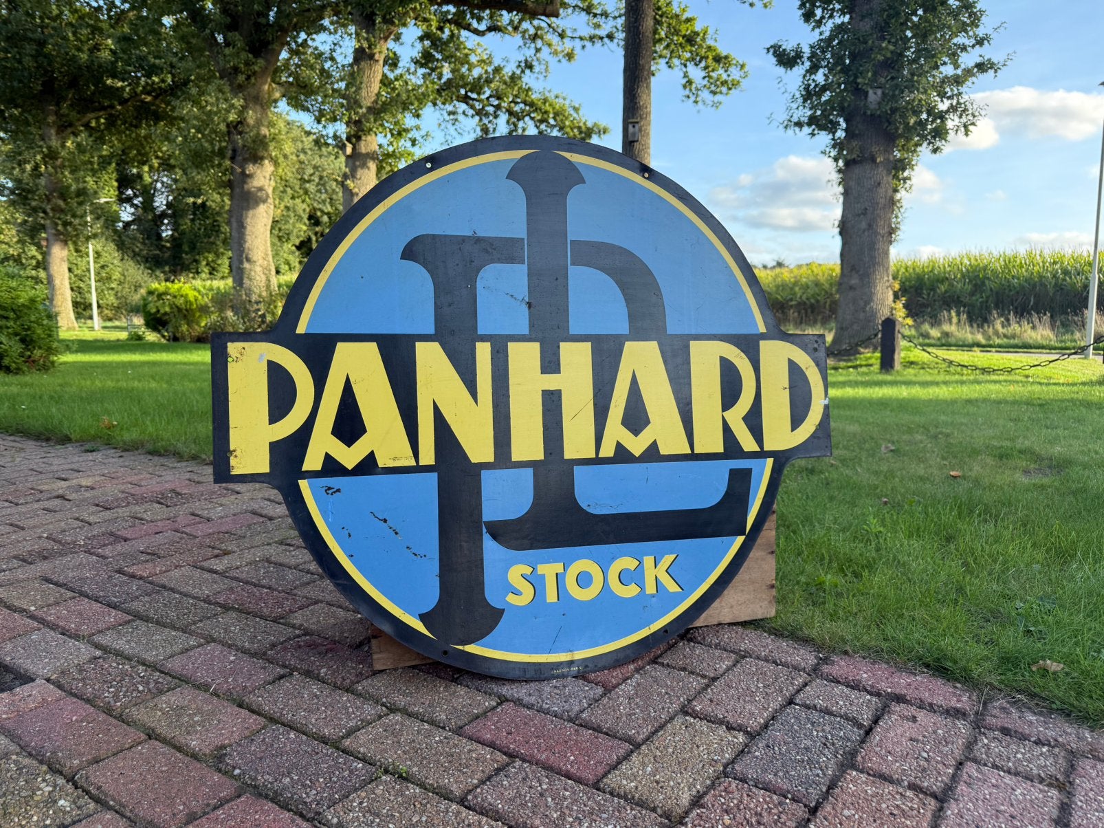 Origineel oud reclamebord panhard oldtimer auto garage, Ophalen, Reclamebord