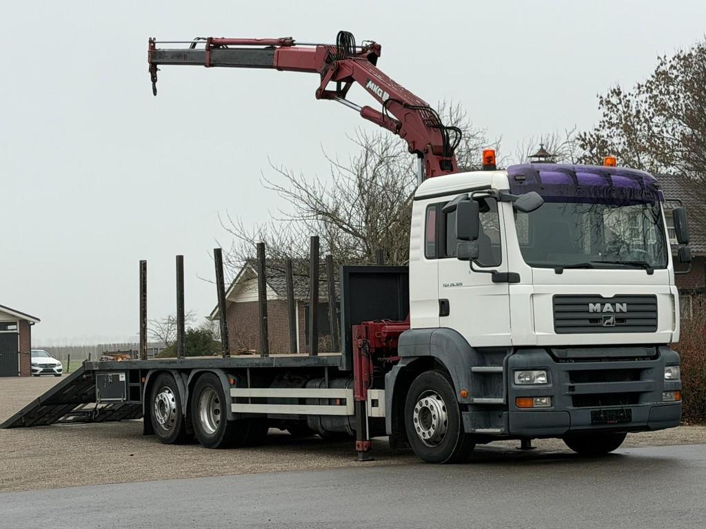 MAN TGA 26.320 KRAAN/CRANE/RAMPS/RAMPEN/MACHINE TRANSPORTER, Auto's, Vrachtwagens, Automaat, MAN, Wit, Bedrijf