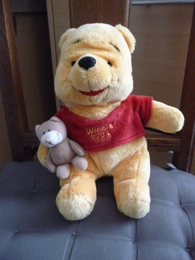 peluche Winnie l'ourson Disney 28 cm avec son petit ours, Enlèvement, Winnie l'Ourson ou amis, Comme neuf, Peluche