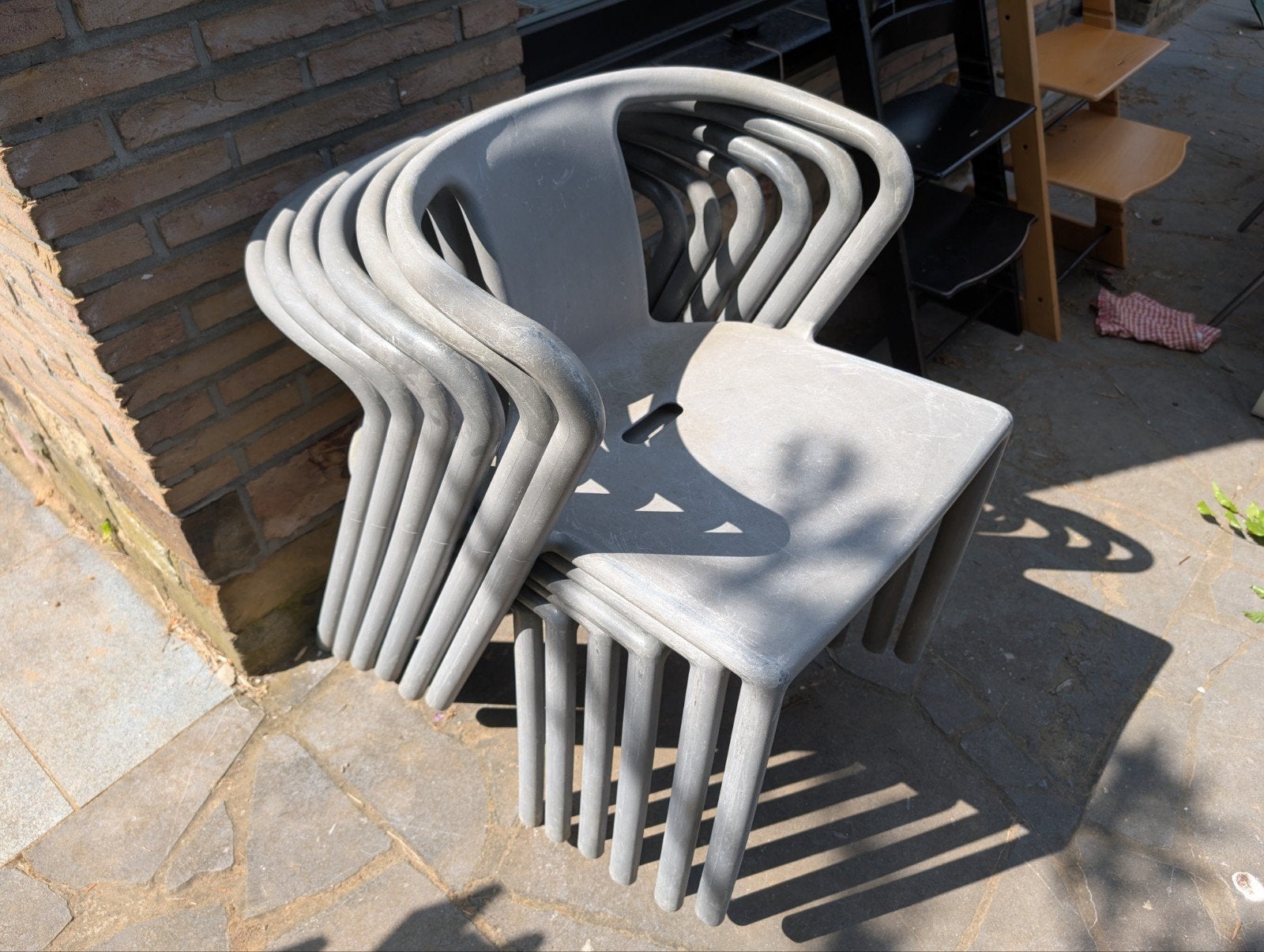 6 tuinstoelen, Tuin en Terras, Ophalen, Gebruikt, Kunststof, Stapelbaar