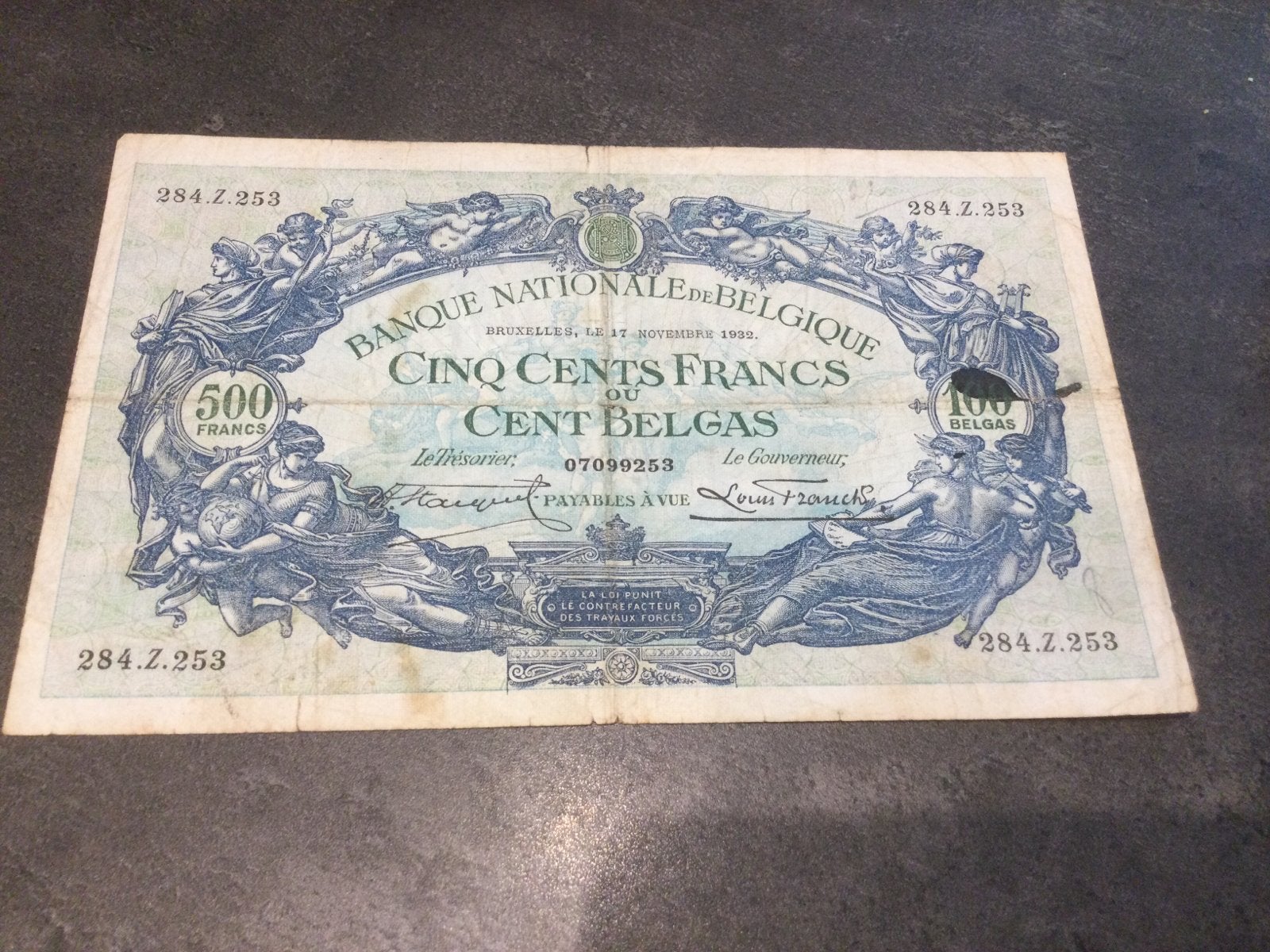 België 500 Frank 1932, Postzegels en Munten, Bankbiljetten | België, Ophalen of Verzenden