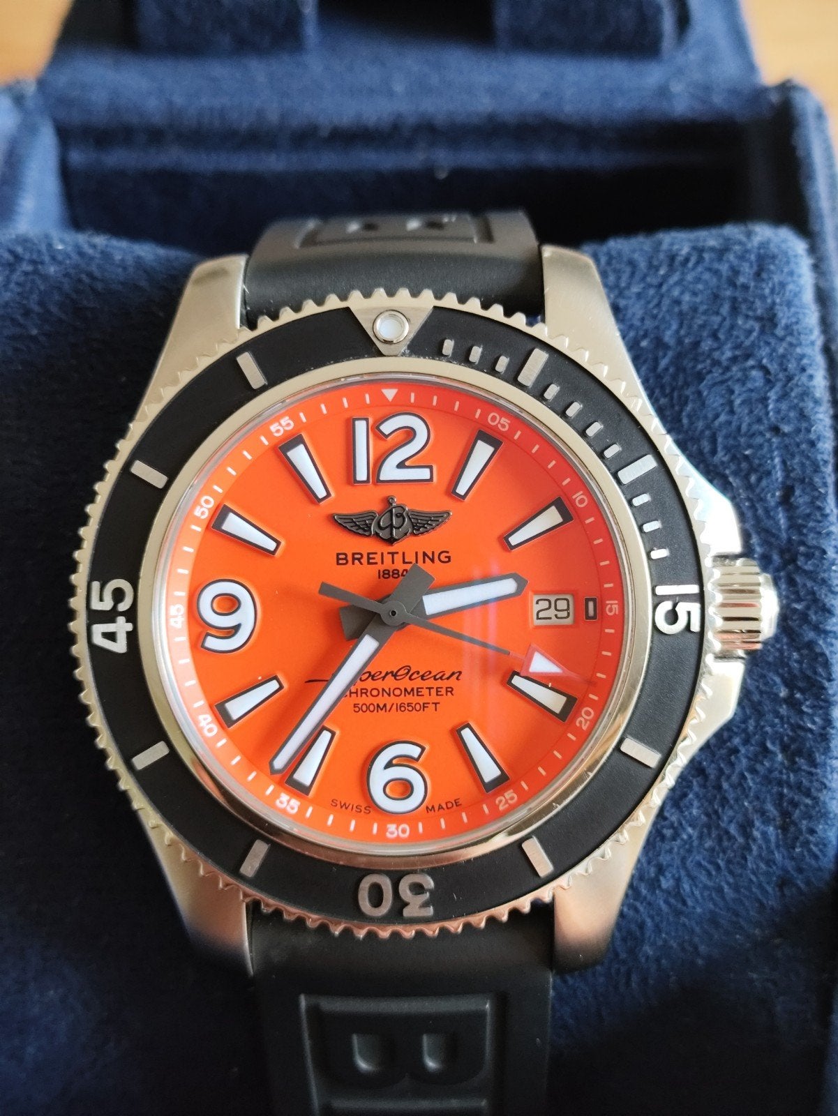 T.K. i.z.g.st. Breitling Superocean Automatic 42 van 08-2022, Montre-bracelet, Enlèvement ou Envoi, Breitling, Autres matériaux