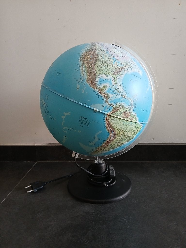 Wereldbol met verlichting, Ophalen, Kunststof, 30 cm, Verlicht