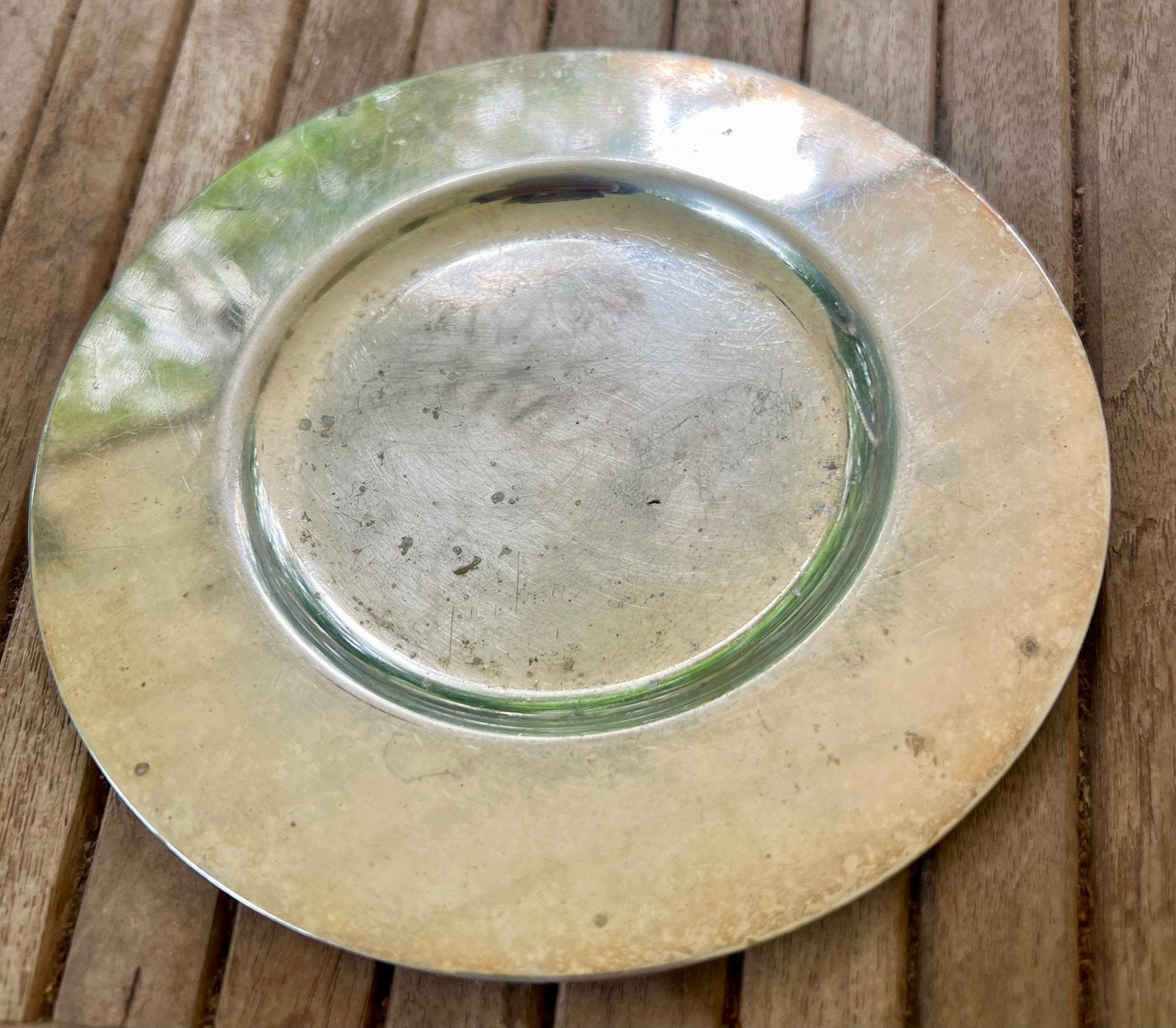 Vintage Verzilverd Onderzetter – De Uberti (Italië) – Ø 15cm, Ophalen, Flesonderzetter, Gebruikt, Zilver