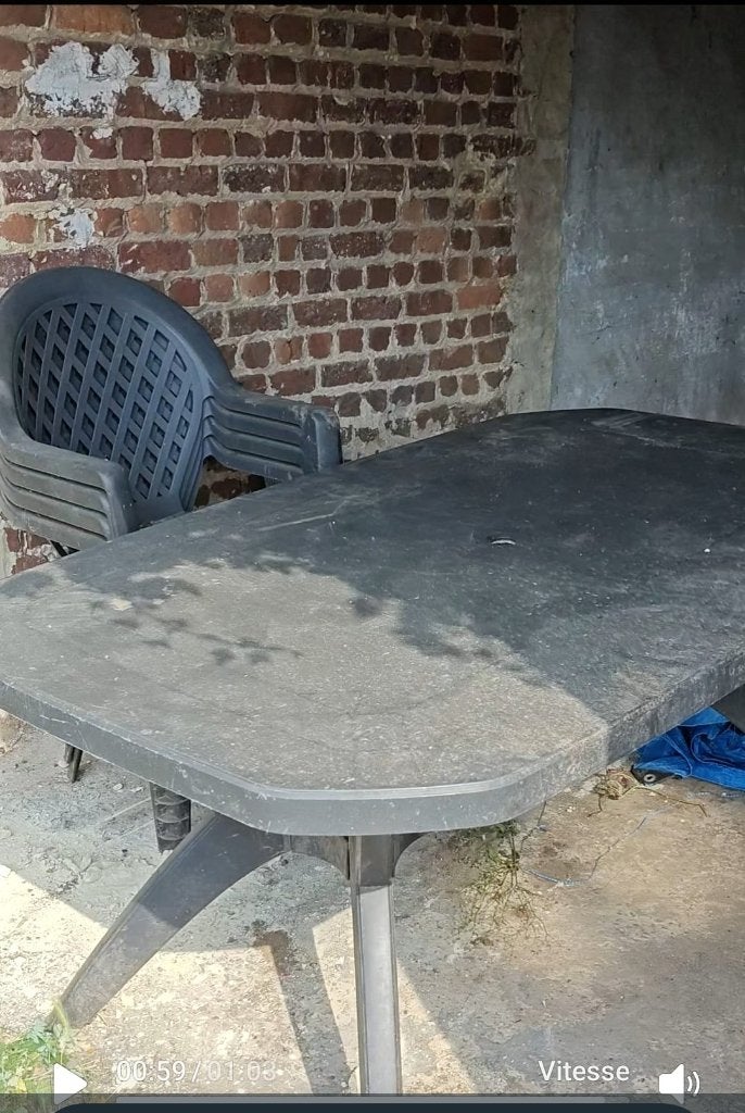 Tuintafel en stoelen, Tuin en Terras, Tuintafels, Ophalen, Gebruikt, Rechthoekig, Kunststof