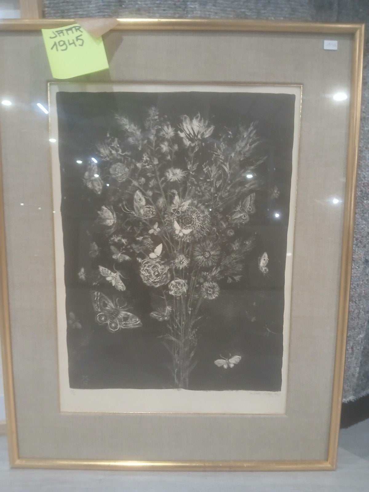 vlinders/bloemen Michel Ciry (1945), 68 cm, 53 cm, Ets, Genummerd
