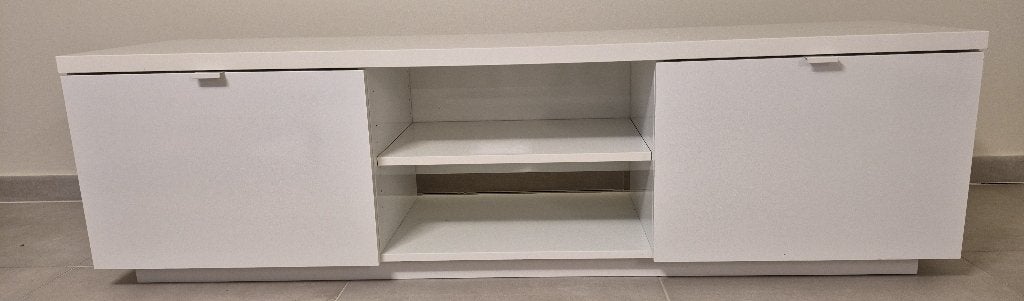 Wit TV-meubel (als nieuw) - 160 cm breed, Ophalen, 150 tot 200 cm, Zo goed als nieuw, Minder dan 100 cm