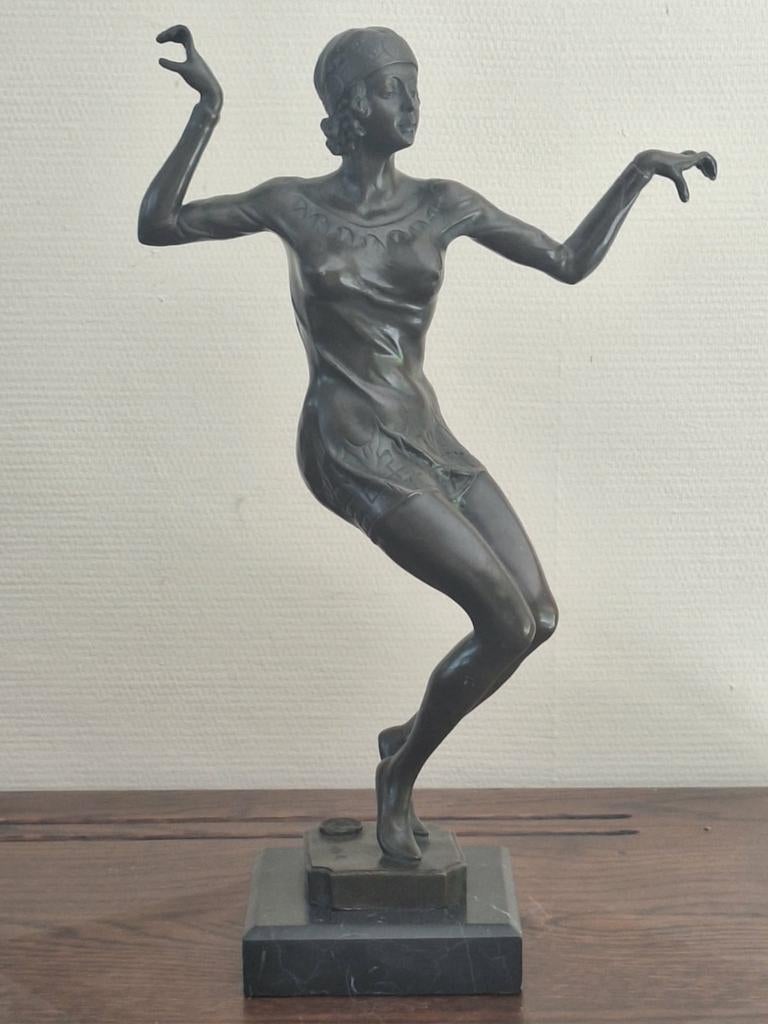 Bronzen beeld Art Deco stijl 40 cm, Antiek en Kunst, Antiek | Brons en Koper, Ophalen