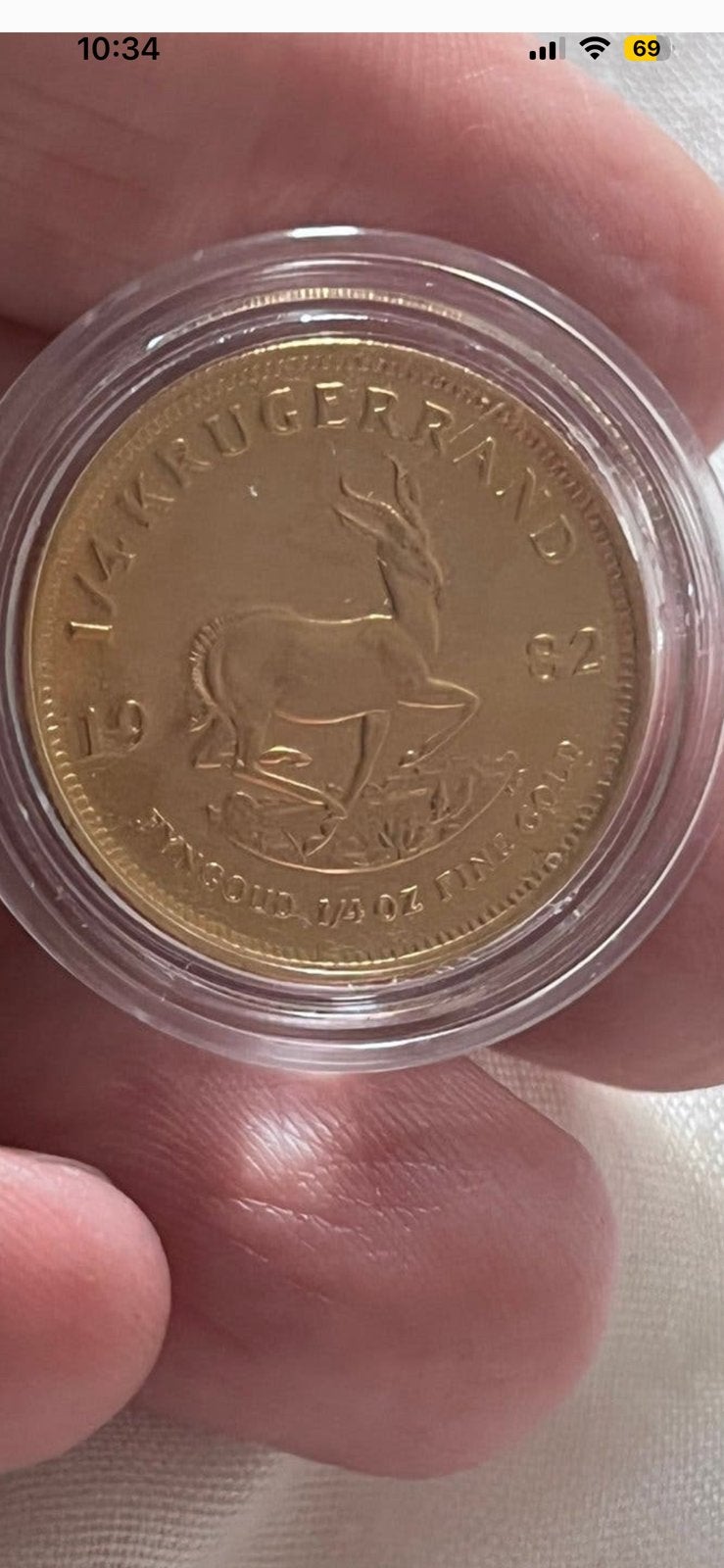 Krugerrand 1/4 : Piece 8 grammes OR 22 carats, Timbres & Monnaies, Enlèvement ou Envoi, Or