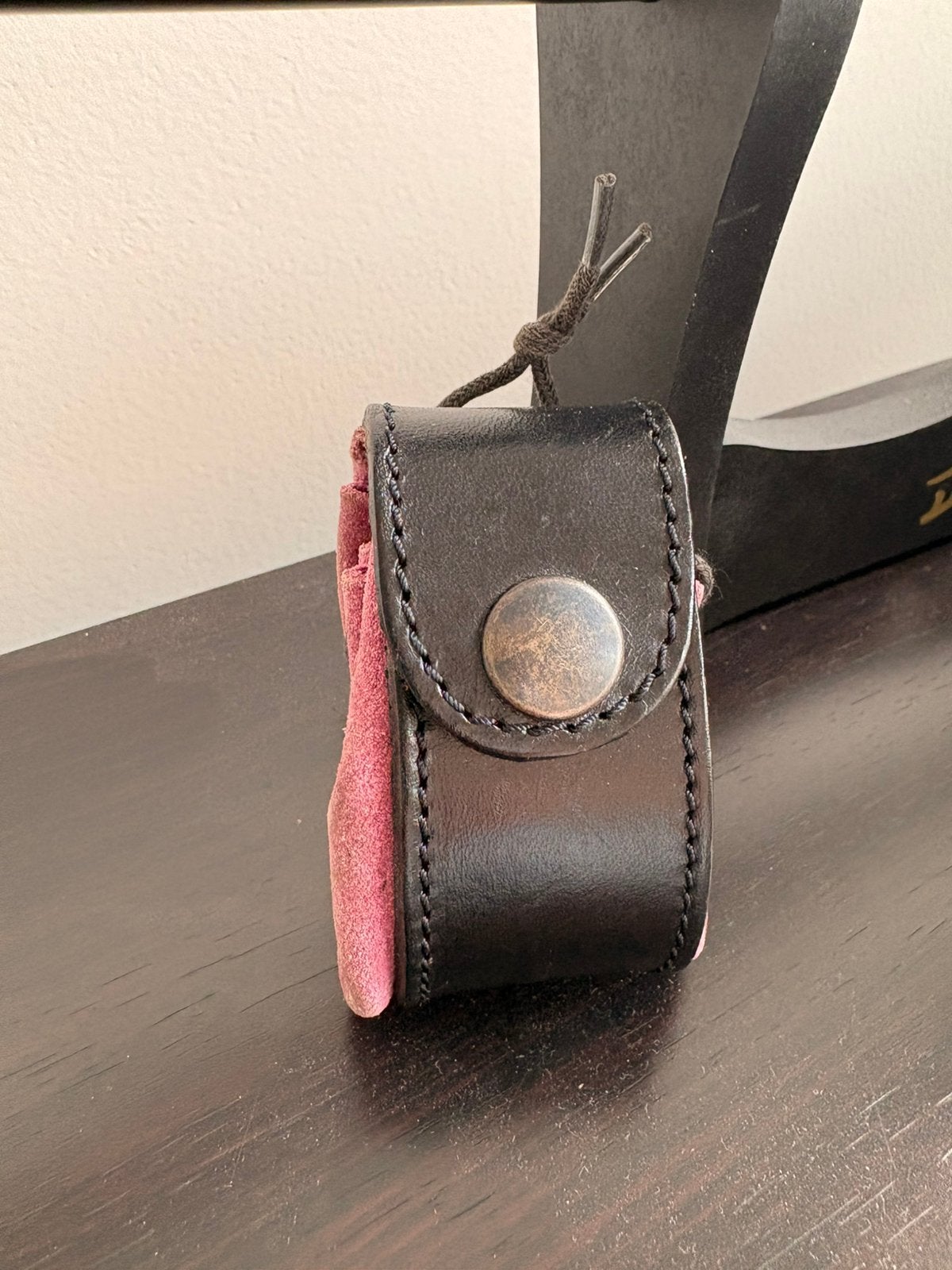 Vintage portemonneetasje, Handtassen en Accessoires, Tassen | Schoudertassen, Ophalen of Verzenden, Gebruikt, Zwart, Leer
