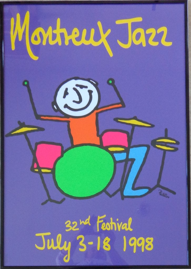 PHIL COLLINS / MONTREUX JAZZ / KLEURZEEFDRUK 101x71cm KADER, Ophalen