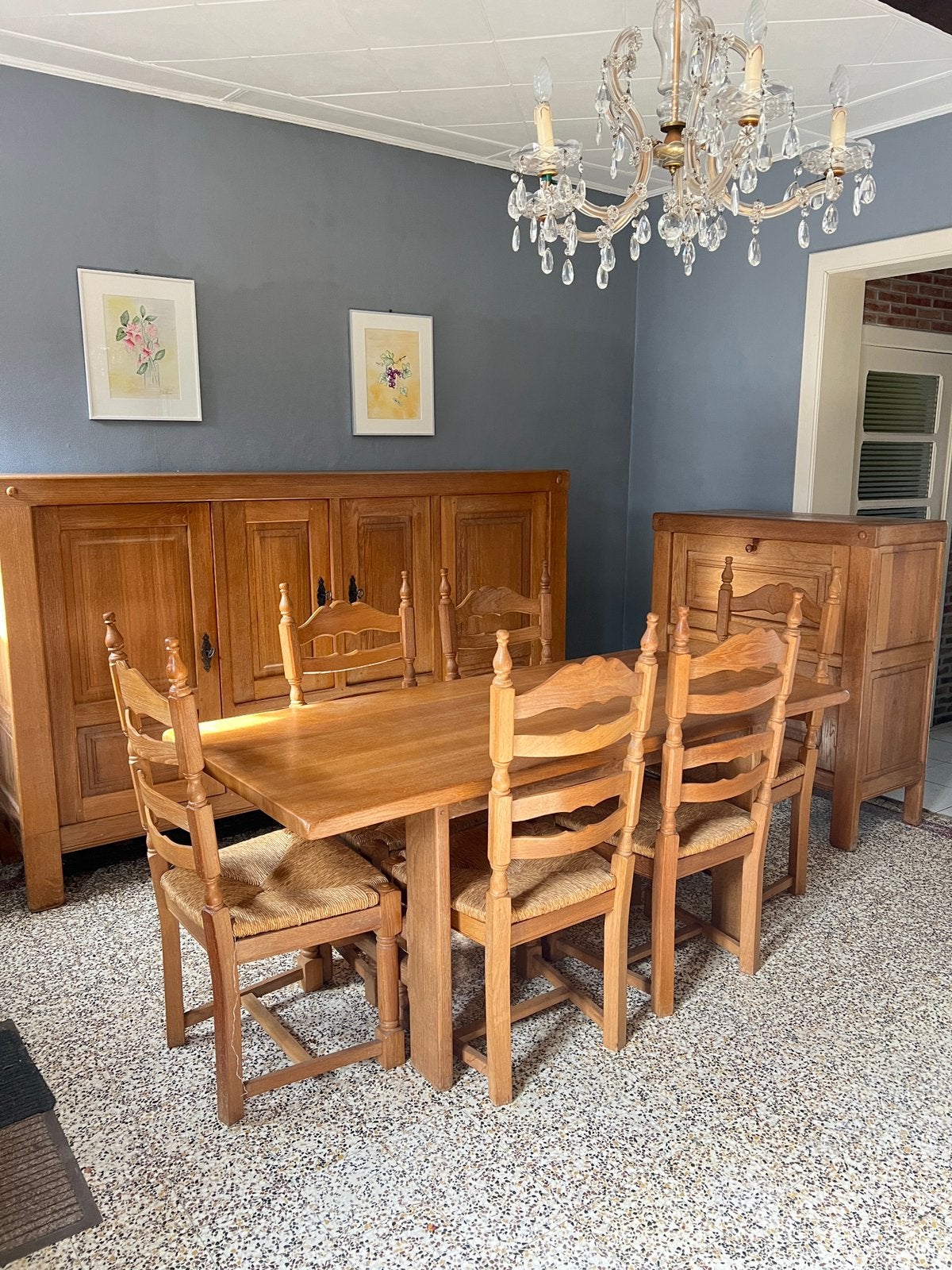 Ensemble salle à manger en chêne – 2 buffets + chaises, Ophalen, Zo goed als nieuw