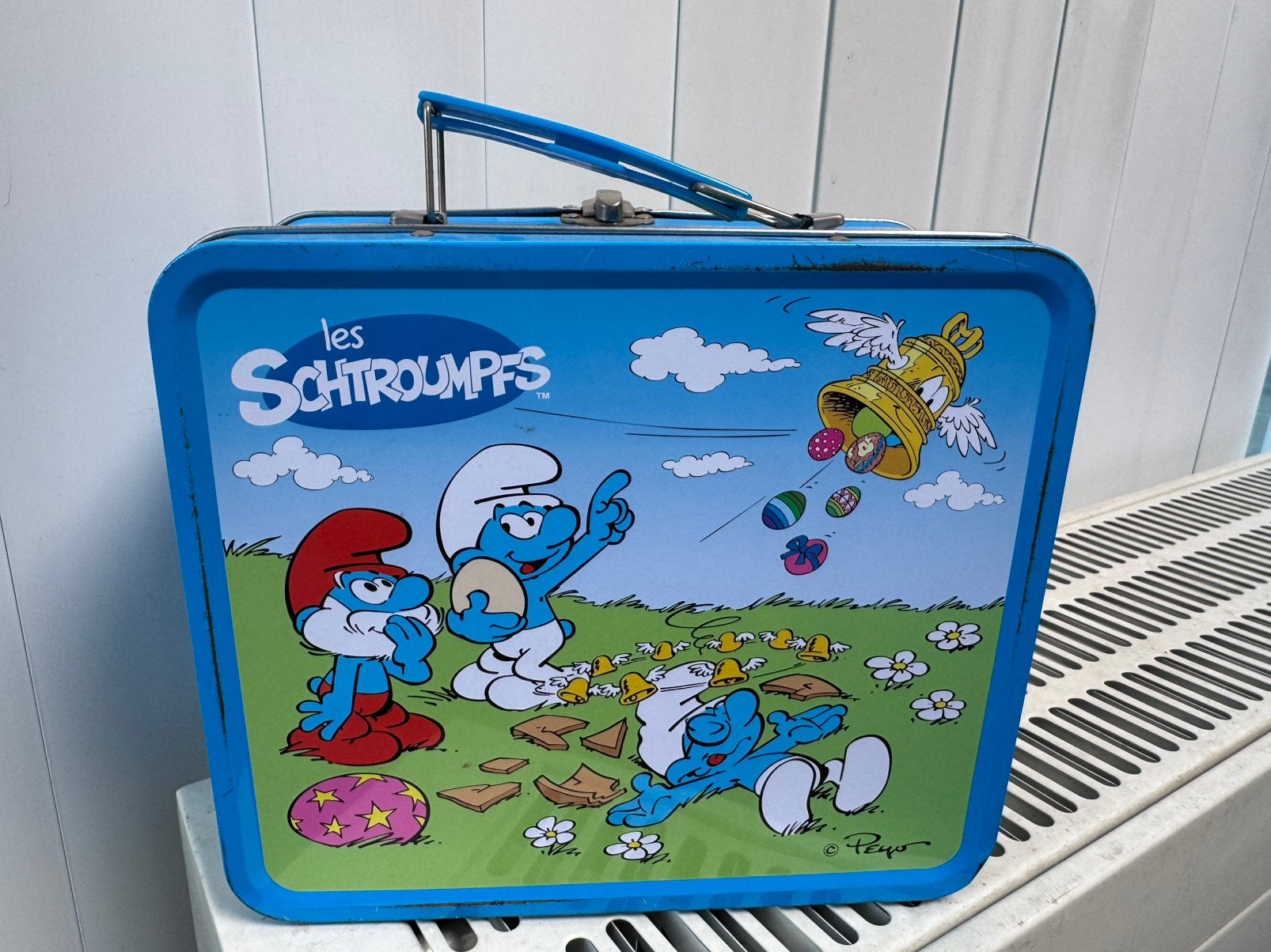 Blikken koffertje De Smurfen, Collections, Schtroumpfs, Enlèvement ou Envoi, Comme neuf, Différents Schtroumpfs, Ustensile