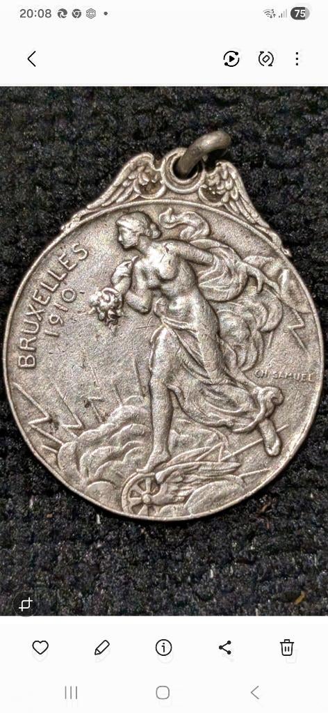 Médaille 1910 tamways, chemins de fer. Bruxelles., Enlèvement ou Envoi, Argent