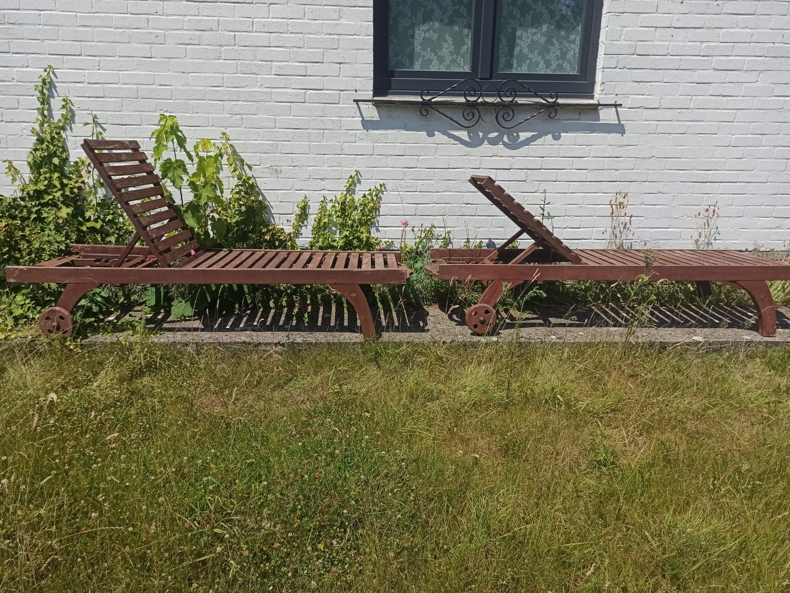 Chaises longues en teck massif, Jardin & Terrasse, Gazon & Gazon artificiel, Enlèvement