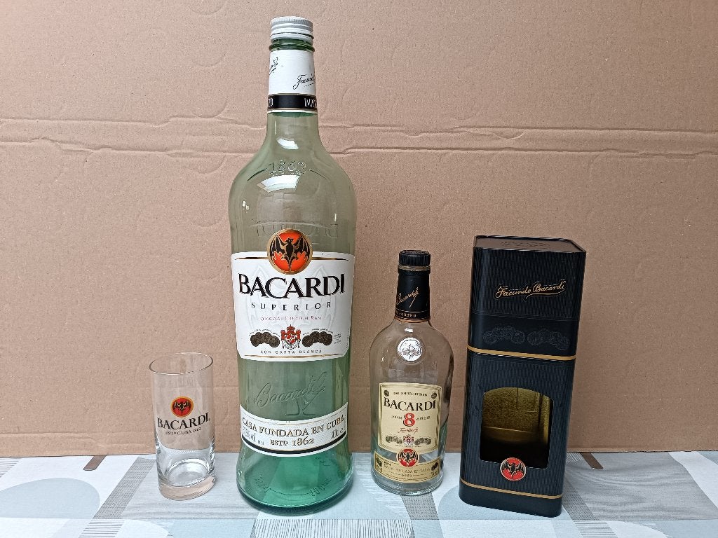 Bacardi Rum Cola - Cuba - Fles - Glas - Retro Vintage, Ophalen of Verzenden, Gebruikt, Gebruiksvoorwerp