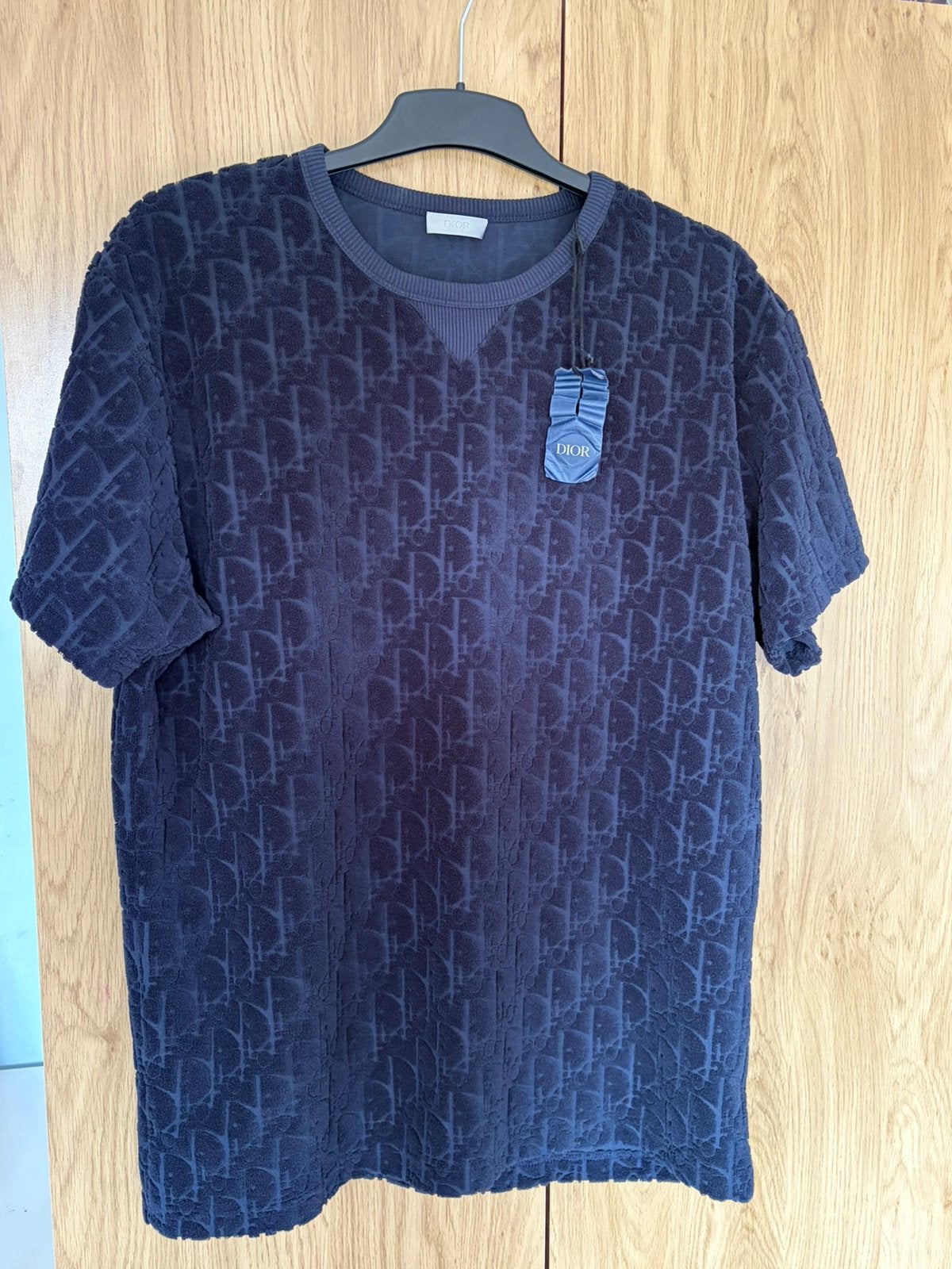 Dior Oblique T-shirt Navy Blauw XL, Verzenden, Nieuw, Maat 56/58 (XL), Blauw