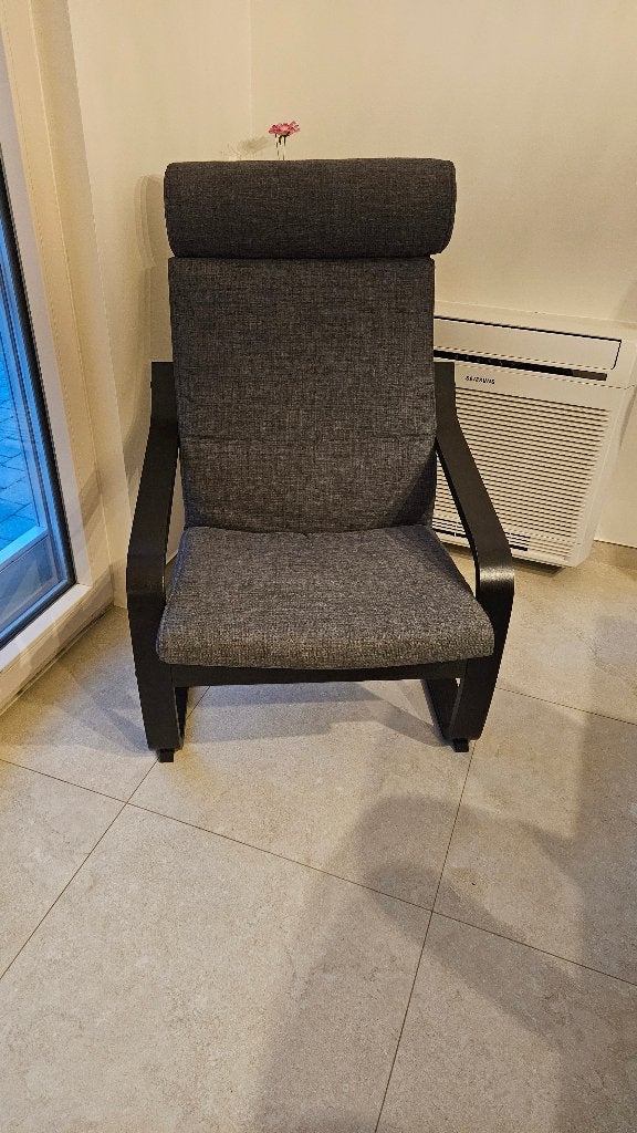 POÄNG Fauteuil met voetbankje, Ophalen, Gebruikt, Hout