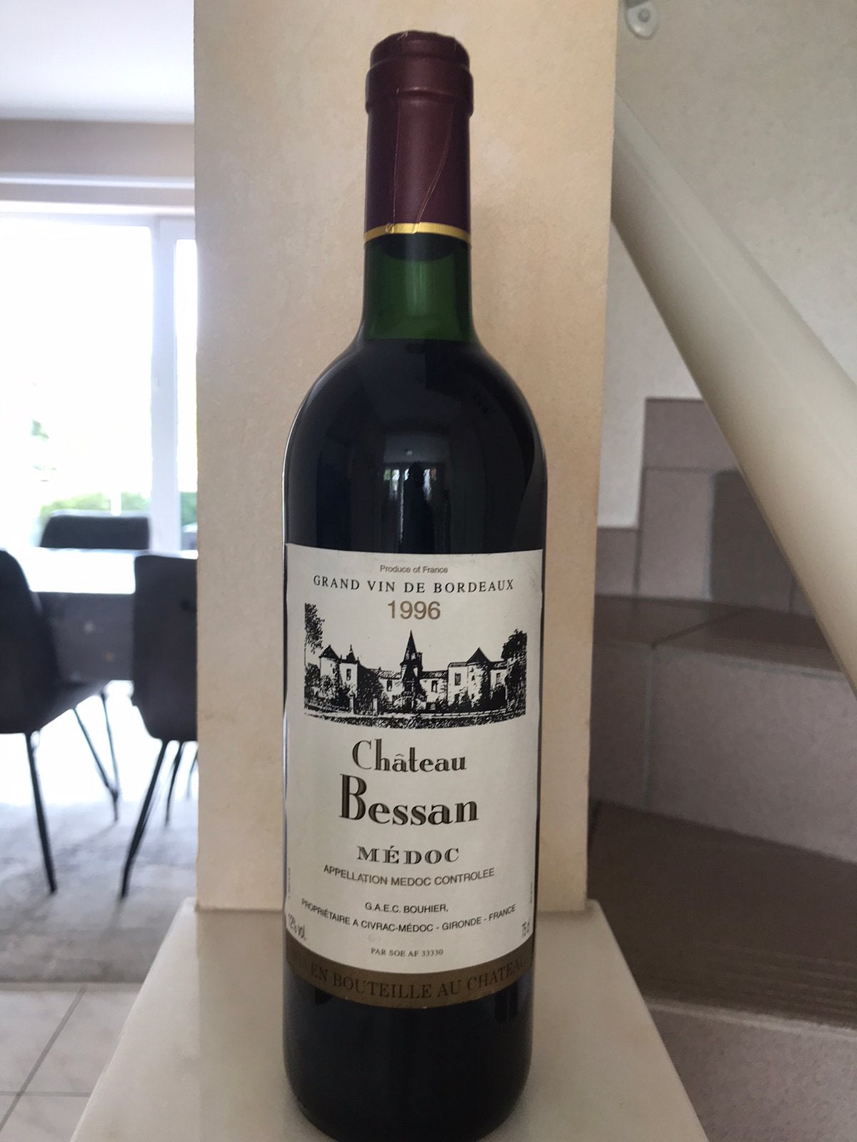 Grand vin de Bordeaux 1996, Collections, Vins, Neuf, Enlèvement ou Envoi, Pleine, Vin rouge
